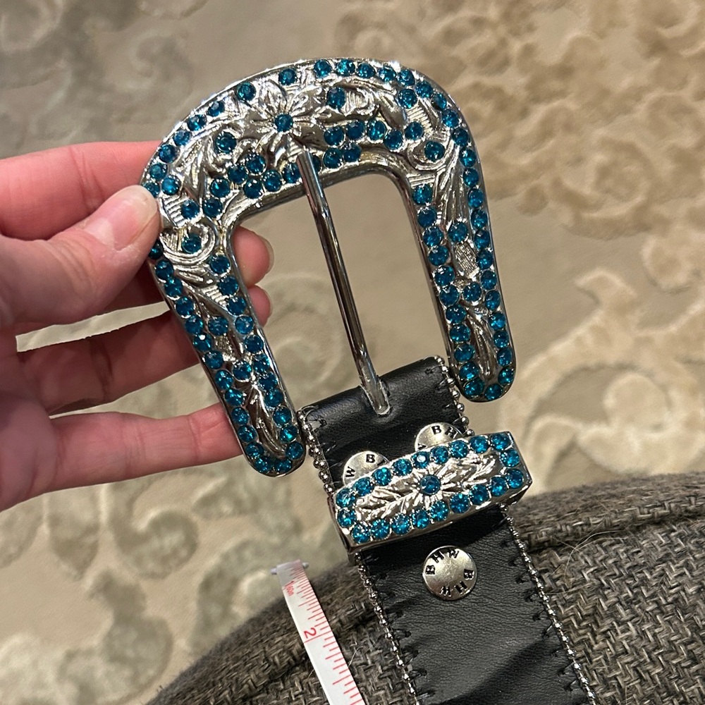 Stylish Black and Blue Embellished Belt